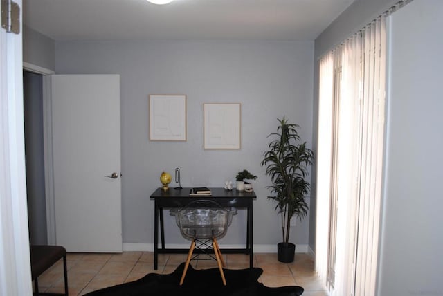 office area featuring light tile patterned floors