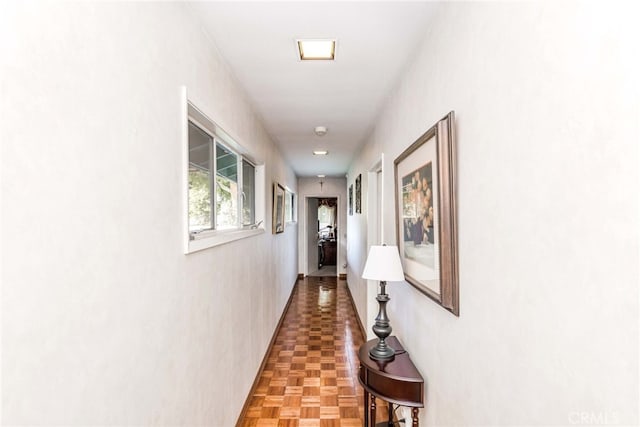 hallway with parquet floors