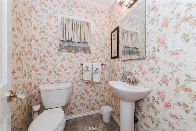 645 W Foothill Blvd, Arcadia, CA 91006 - half bathroom featuring tile patterned floors and crown molding