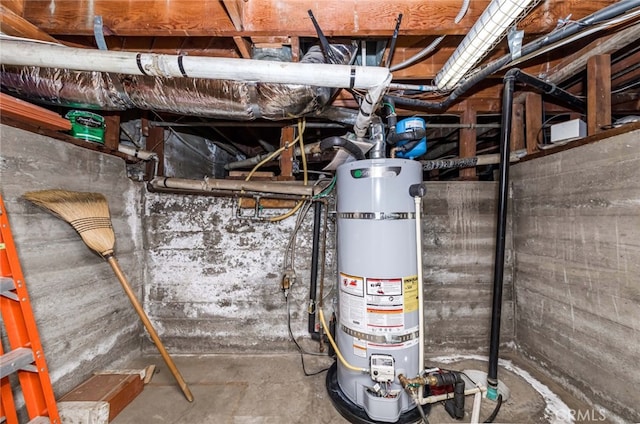 utility room with water heater