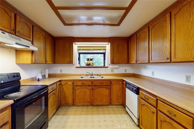 kitchen featuring sink, black electric range oven, and dishwasher