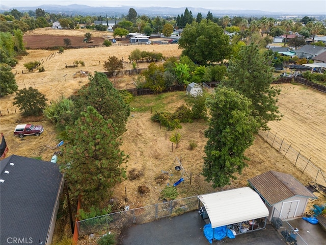 aerial view featuring a rural view