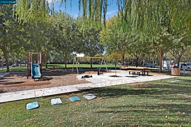 view of play area with a lawn