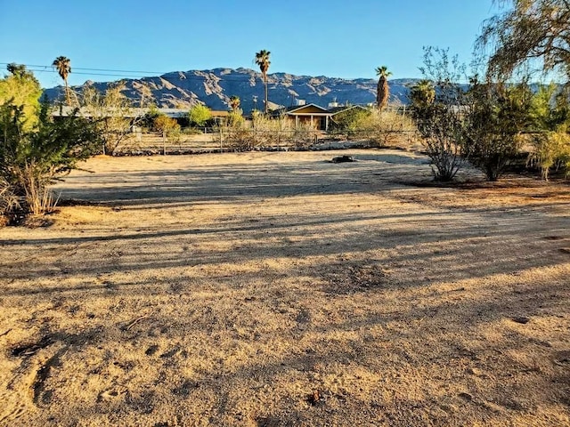 view of yard featuring a mountain view and a rural view