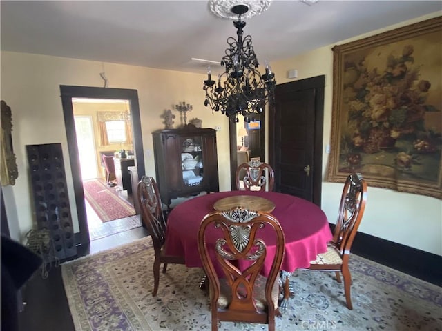 dining room with an inviting chandelier