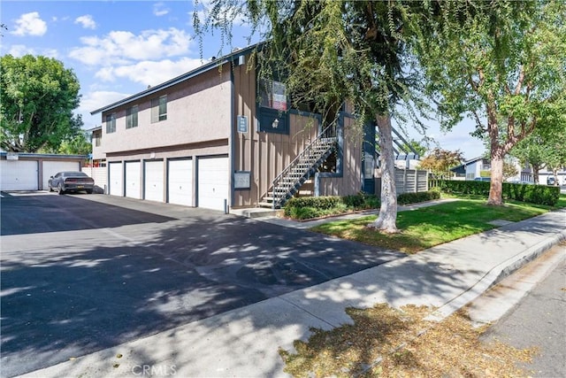 exterior space with a garage