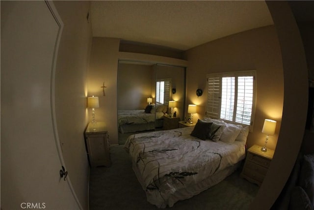 carpeted bedroom with a closet