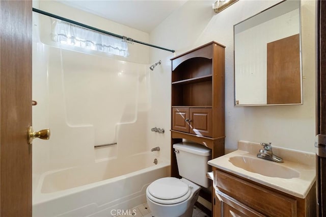 full bathroom with vanity, toilet, and shower / bath combination