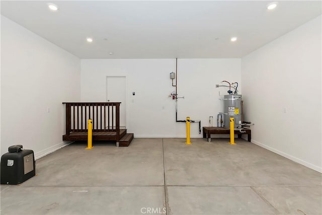 garage with secured water heater