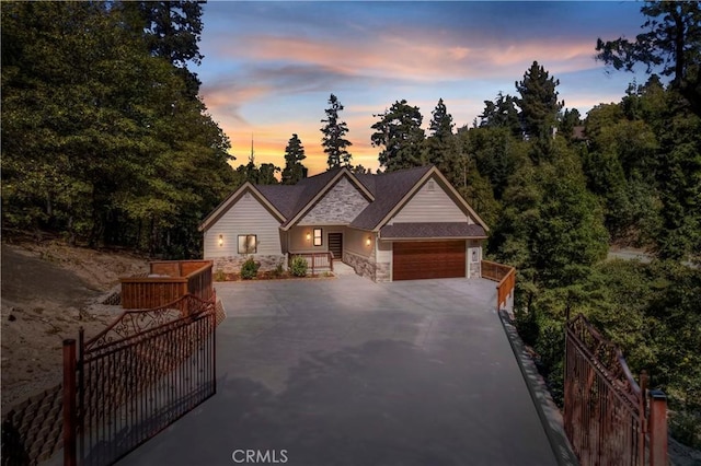 view of front of home featuring a garage