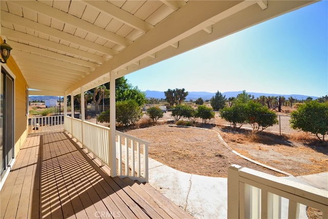 deck featuring a mountain view