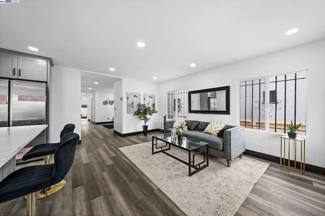 living room featuring dark hardwood / wood-style floors