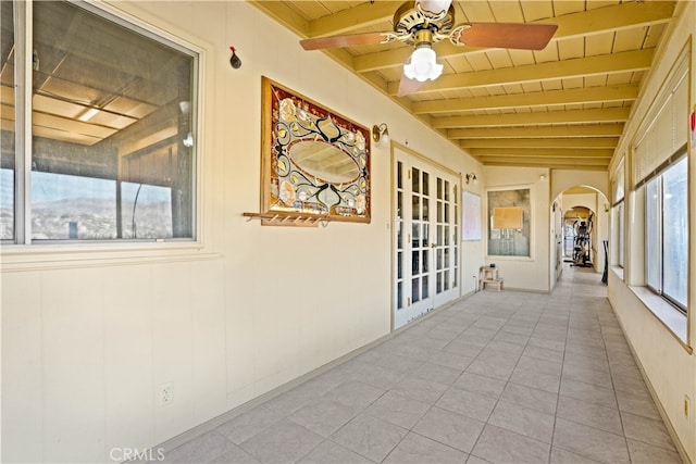 view of patio / terrace featuring french doors and ceiling fan