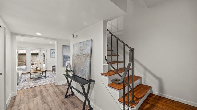 15757 Creswick Dr, La Mirada, CA 90638 - stairs featuring wood finished floors, baseboards, and recessed lighting