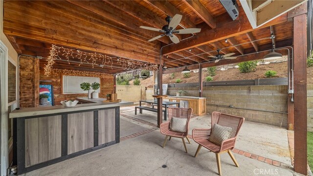 15757 Creswick Dr, La Mirada, CA 90638 - view of patio featuring a ceiling fan