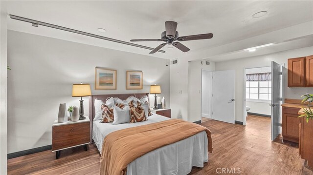 15757 Creswick Dr, La Mirada, CA 90638 - bedroom featuring wood finished floors, baseboards, and ceiling fan