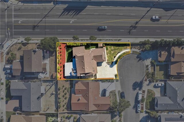 15757 Creswick Dr, La Mirada, CA 90638 - aerial view of property and surrounding area featuring property parcel outlined