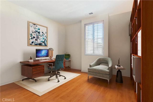 office area featuring hardwood / wood-style flooring