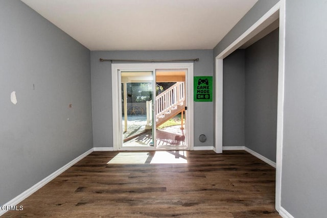 doorway featuring dark hardwood / wood-style flooring