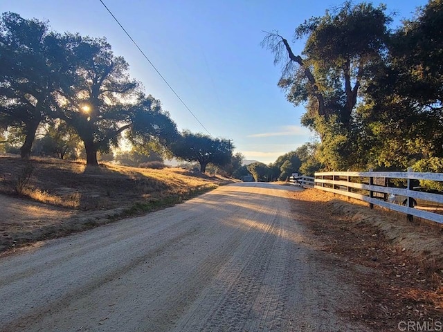 view of street with a rural view