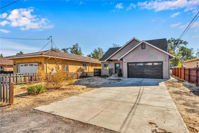 view of front of property with a garage