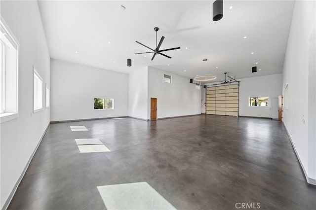 garage with ceiling fan