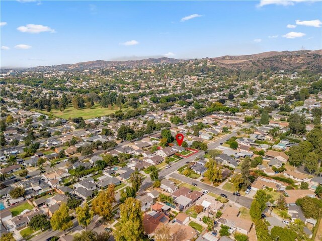 aerial view with a mountain view