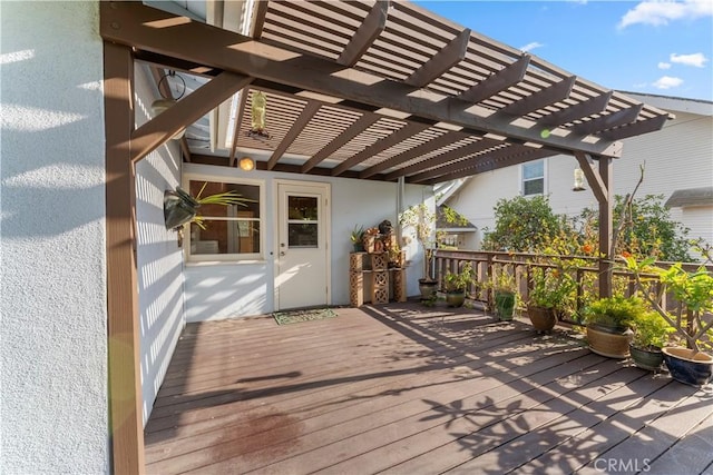 deck featuring a pergola