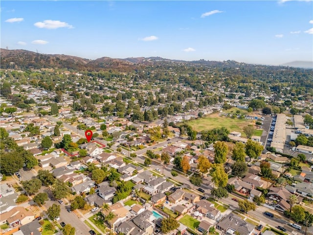 drone / aerial view with a mountain view