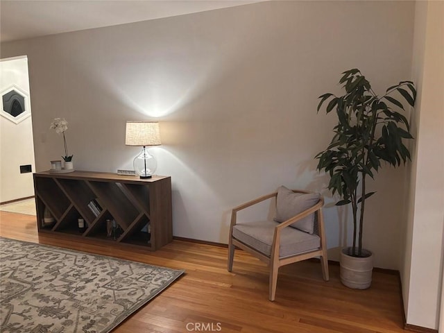 living area with wood-type flooring