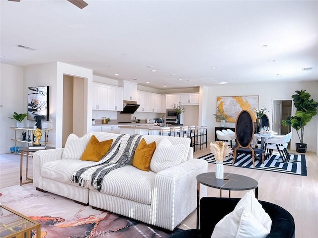 living room with light hardwood / wood-style floors