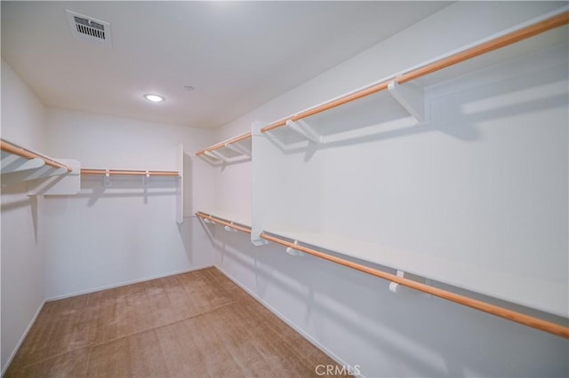 walk in closet with carpet