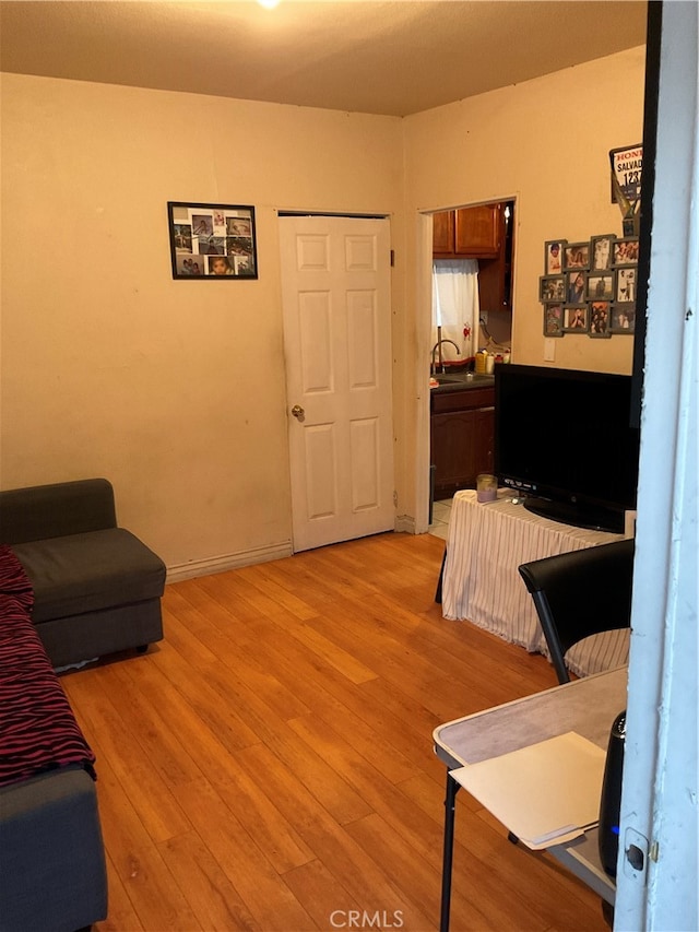 living room with light wood-type flooring