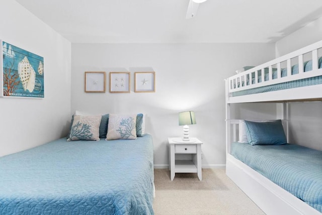 bedroom with carpet flooring and ceiling fan