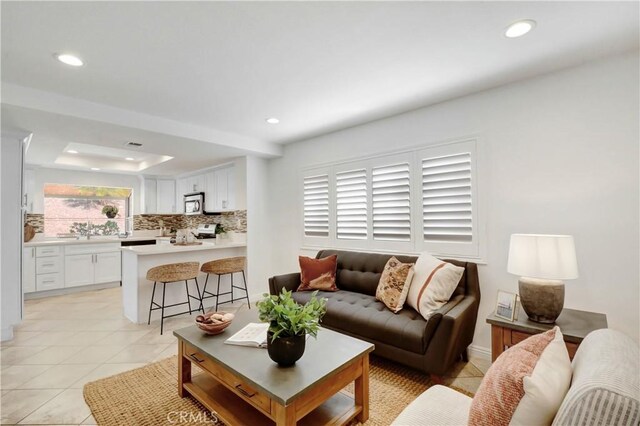 view of tiled living room