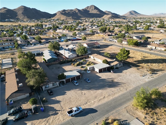 drone / aerial view featuring a mountain view