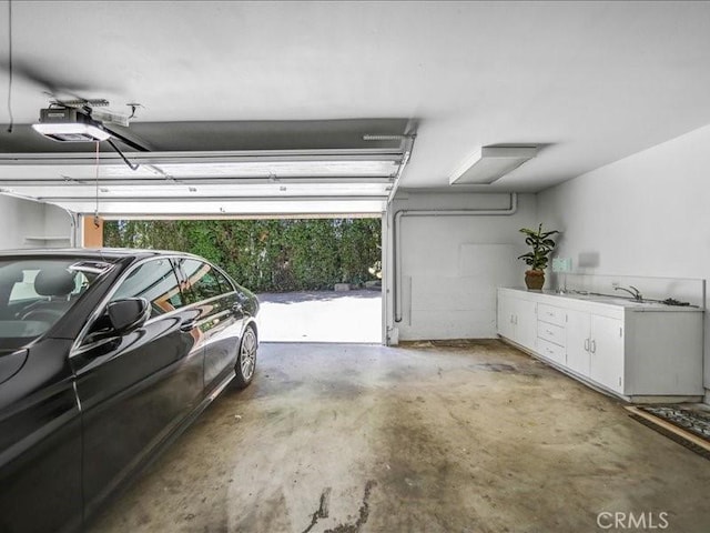 garage with a garage door opener