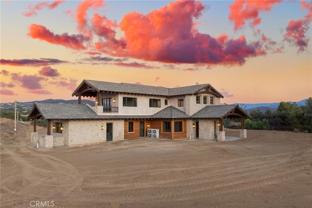 view of front of house with a mountain view