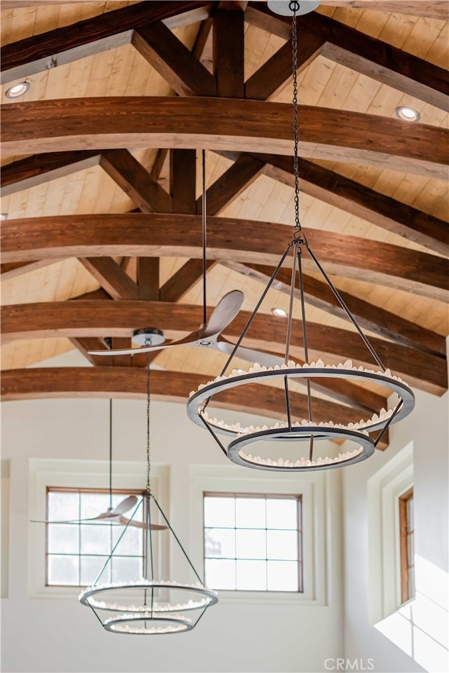 interior details with beamed ceiling