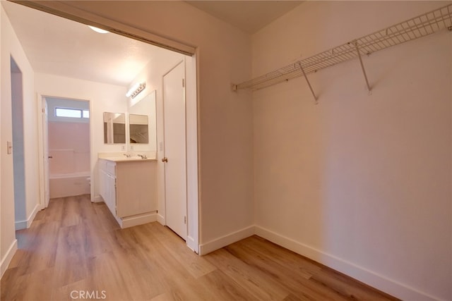 spacious closet featuring light wood-type flooring