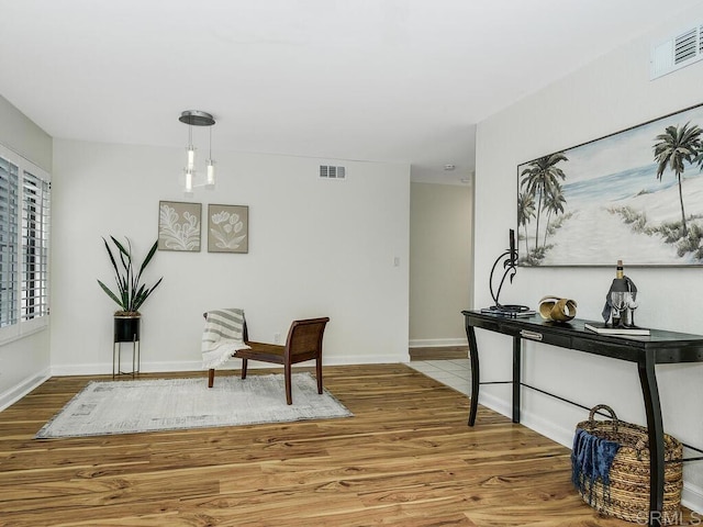 living area featuring hardwood / wood-style flooring