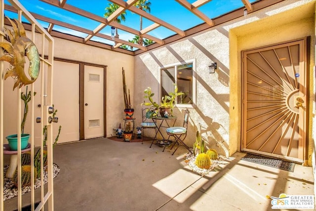 exterior space with a pergola