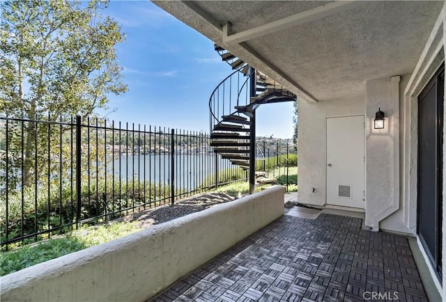 balcony with a water view