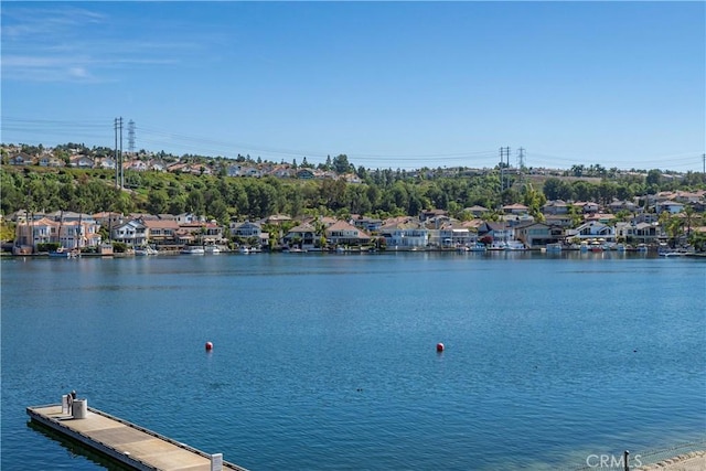 property view of water featuring a boat dock