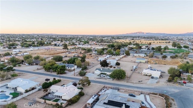 view of aerial view at dusk