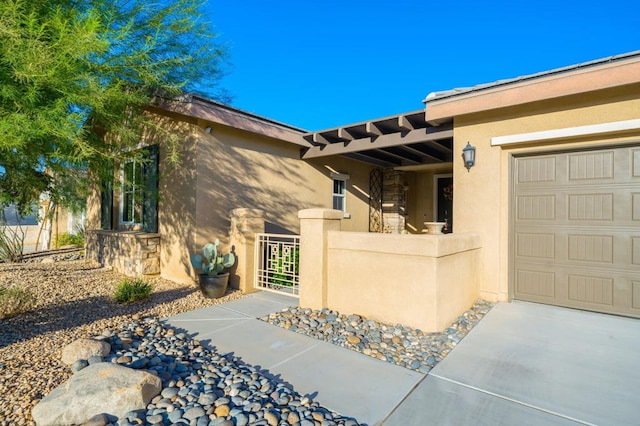 exterior space featuring a garage