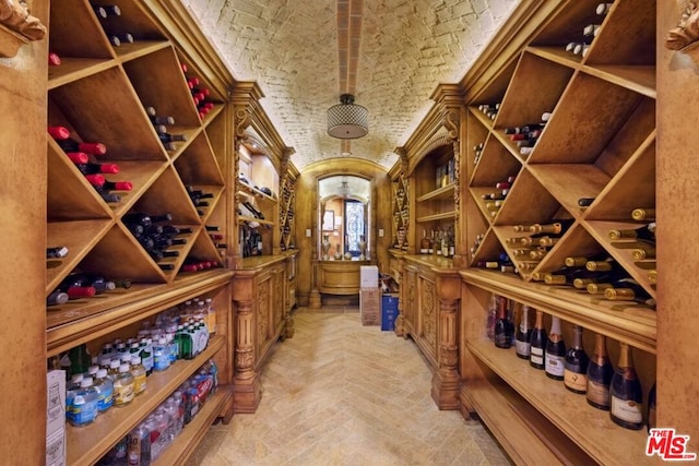 wine room featuring light parquet floors