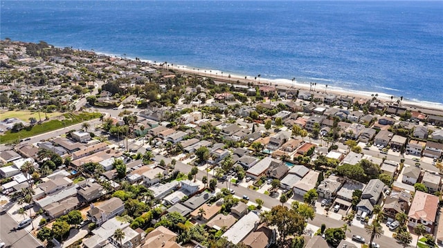 aerial view with a view of the beach and a water view