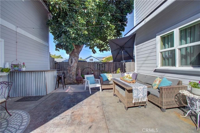 view of patio / terrace with an outdoor hangout area