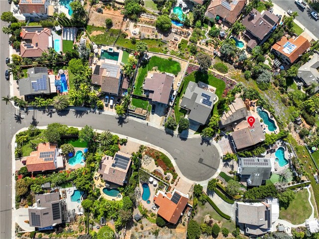 drone / aerial view with a residential view